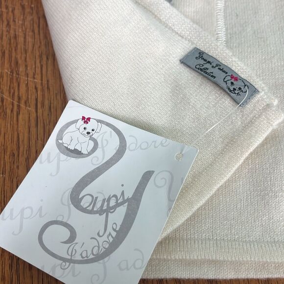 Women’s Cashmere Gloves and Scarf Set - Cream with Miniature Breed Dog Design - Picture 6 of 6